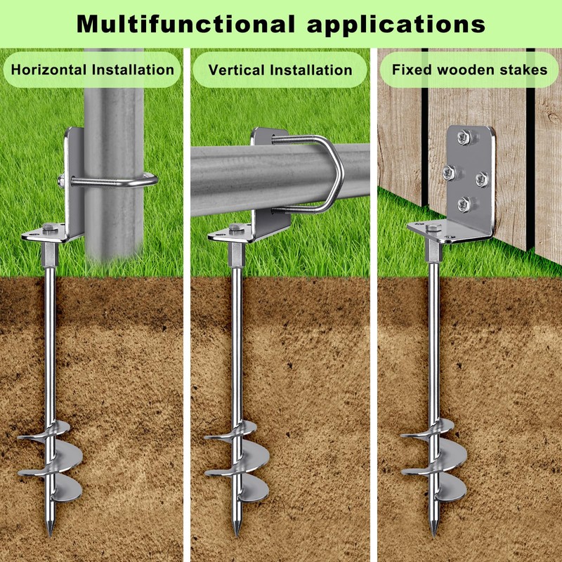 Insaga Multi-Purpose Ground Anchors Screw in, 3'' Wider Spiral Trampoline