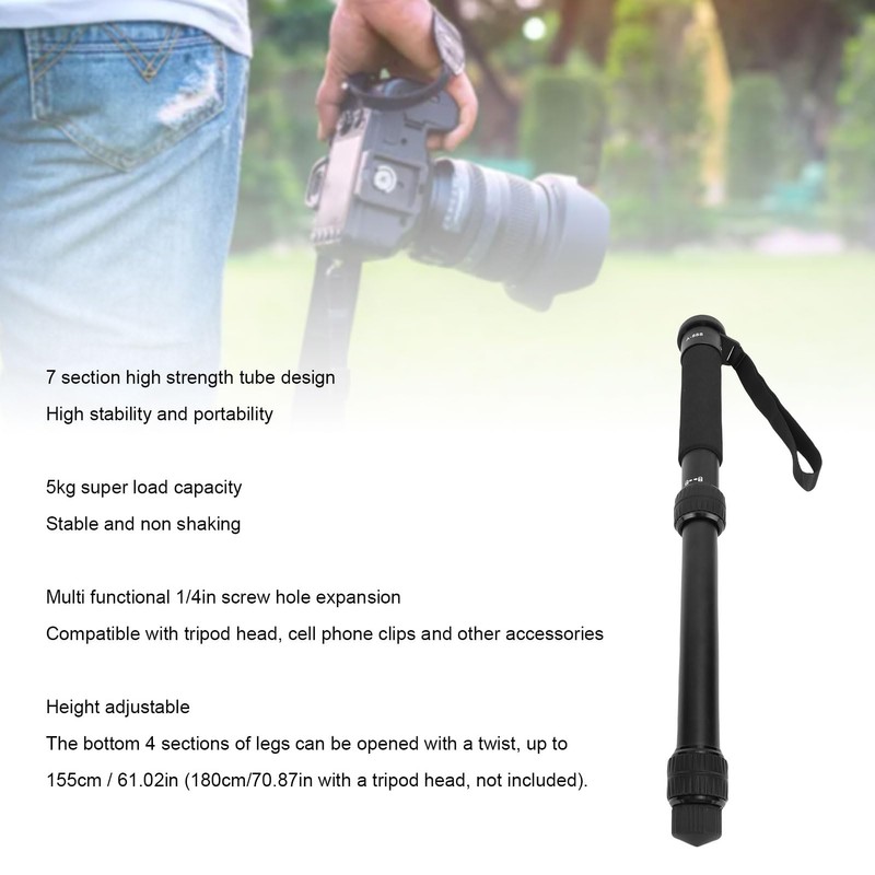 Dpofirs 61 Inch Camera Monopod, 7 Section Aluminum Portable Monopod