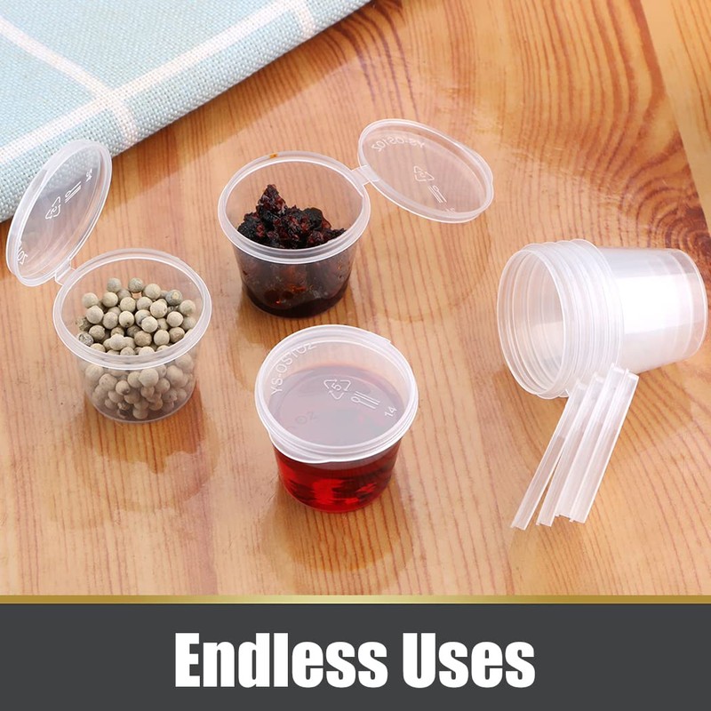 1oz 100 Pieces Small Plastic Containers with Lids, 25ml Small