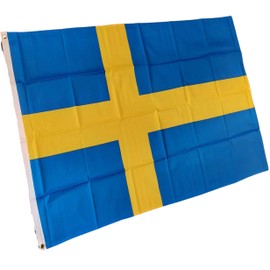 NWFlags Sweden Flag 3ft x 2ft 75d Premium Polyester Suitable For Flagpoles | Strong Polyester 3x2 foot material Swedish flag with Eyelets