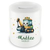 Samunshi® Children's Money Box with Name and Cute Digger Motif