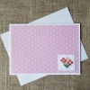 Handmade Finished Cross Stitch Spring Pink Flowers Blank Note Card