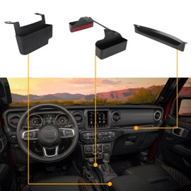 x xotic tech Gear Shift Side Organizer Center Console Hanging Storage Box Front Passenger Grab Handle Tray Compatible with Jeep Wrangler JL JLU & Gladiator JT 2018-2023, Interior Accessories (3Pcs)