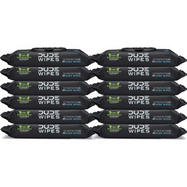 DUDE Wipes Flushable Wipes, Unscented with Vitamin-E & Aloe, 100% Biodegradable, Dispenser (12 Packs, 576 Total Count)
