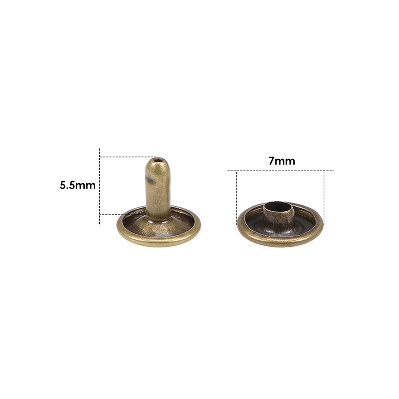 WedDecor Double Cap Leather Rivets 7mm Snap Fastener Tubular Metal