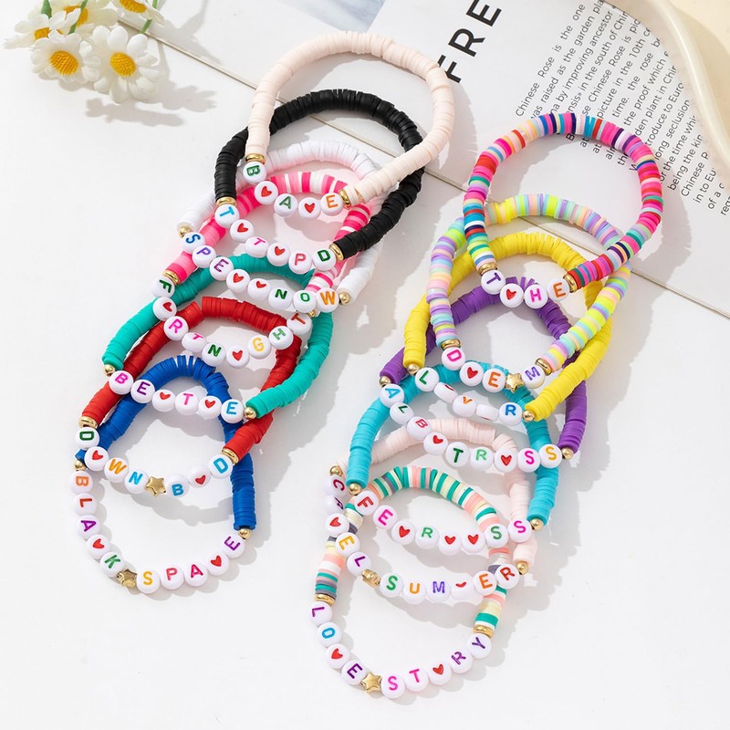 yongder Clay Bead Friendship Bracelets for Women (Polyester)