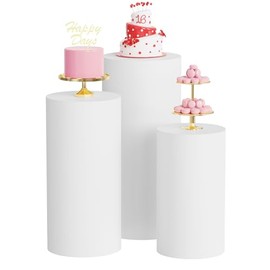 Wokceer - Cubiertas de soporte cilíndrico de elastano para fiestas, 3 piezas, cubiertas de pedestal cilíndrico, cubierta de pilar para fiestas de cumpleaños, bodas, accesorios de decoración, color