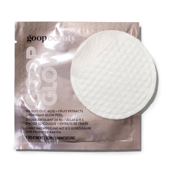 goop Beauty 15% Glycolic Acid Overnight Peel | Exfoliating Pads Inspired by a Professional Chemical Peel | Refines, Retexturize, & Brightens for Glowing Skin| Paraben and Silicone Free | 12 pack