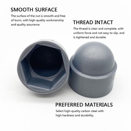 50 Pcs Hex Nut Cover, Gray M8 Bolt Dome Caps Covers, Plastic Dome Bolt Nut Protection Caps Cover for Bolts,Hex Hexagon Screws