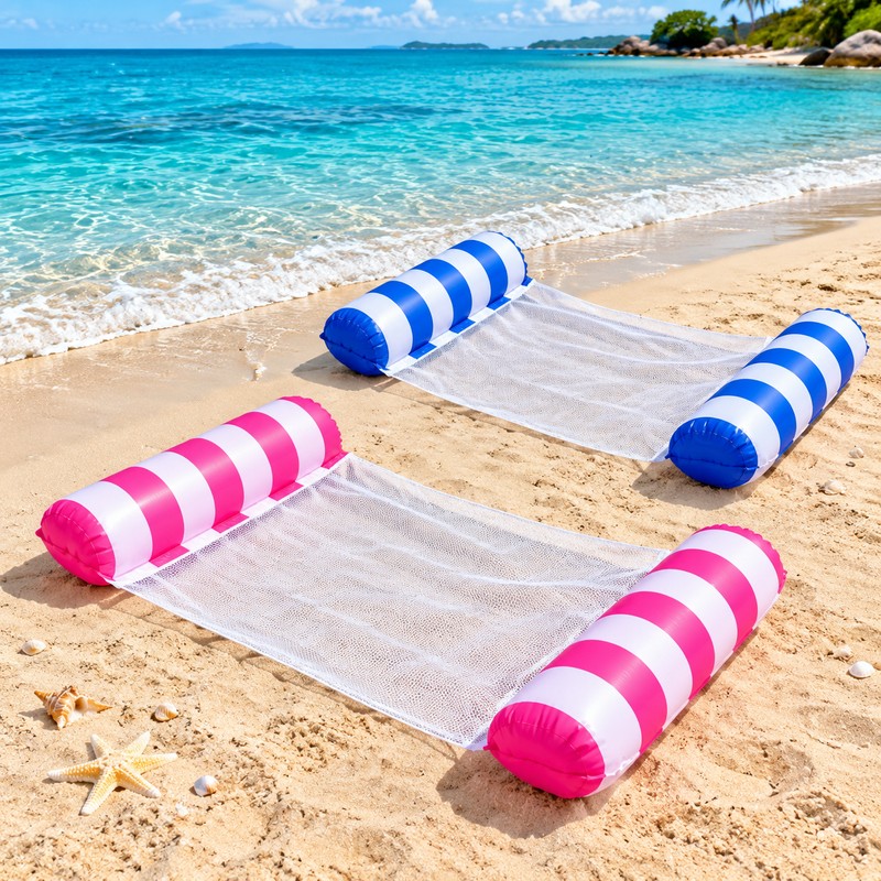 Inflatable Water Hammock with Mesh Center – Easy-Inflate, Foldable Pool