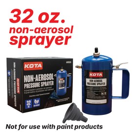 LAUCO Non Aerosol Pressure Sprayer - Refillable Pressurized Sprayer Bottle for Oil, Solvent, Degreasers, Lubricants - Rechargeable Steel Canister with Brass Nozzles, 32oz. (1, Blue)