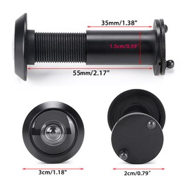 Sumnacon Safety Door Viewer,Solid Brass 220-degree Door Viewer/Peephole with Heavy Duty Rotating Privacy Cover for 1-3/8" to 2-1/6" Doors, Sturdy Door Viewer for Home Office Hotel (Black)