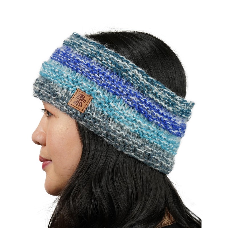 Pachamama Women Wool/Mohair Ear Warmer Headband Fleece Lined Handknitted Neutral