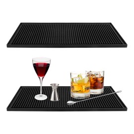 Tamper Mat, 2 Pieces Tamping Mat Made of Robust Rubber Coffee Tamper Mat Non-Slip Bar Service Mat for Bar Club Kitchen Café 15 x 30 cm