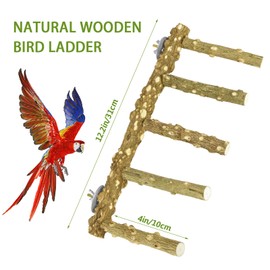 CZWESTC Natural Wooden Bird Ladder Wooden Bird Bridge Bird Ladder Perch Parakeet Perch for Macaws, Small Parakeets, Conures, Budgies, Finches, Bird Cage Accessories
