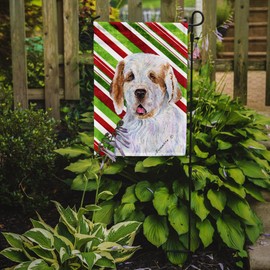 Caroline's Treasures SS4569GF Clumber Spaniel Candy Cane Holiday Christmas Garden Flag Mailbox Flag Decorative Yard Flag Banner Outside Patio Artwork Yard Flower Beds, Garden Size, Multicolor
