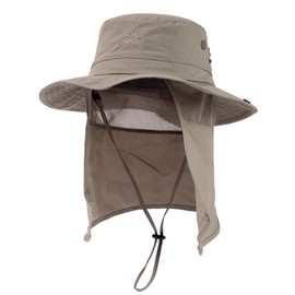 TOP-EX UPF 50 Wide Brimmed Sun Hat Men with Neck Flap Womens Sun Hat XL Large Head Summer UV Protection Hiking Safari Hats Waterproof Fishing Boonie Breathable Sunhat for Gardening Grey L/XL