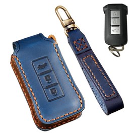 ontto ontto Smart Autoschlssel Hlle Schutzhlle Passt fr Mitsubishi Outlander PHEV Pajero Delica D5 Eclipse Cross fr Nissan Leder Schlsselhlle Schlsselgeh?use Schlsselanh?nger Zubeh?r 5 Taste-Blau