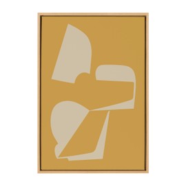 Kate and Laurel Sylvie Eye Catching Sleek Abstract 3 Yellow and Tan Framed Canvas Wall Art by The Creative Bunch Studio, 23x33 Natural, Modern Contemporary Art for Wall