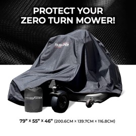 Tough Cover Zero Turn Mower Cover - 600D Marine-Grade Fabric, Black, Waterproof Outdoor Cover & UV Defense, Heavy-Duty Protection for Lawn Tractors, Universal Fit for Riding Lawn Mowers