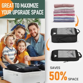 Samfolk Compression Packing Cubes for Travel, Lightweight 6 Set Bags Cruise 6 set Black