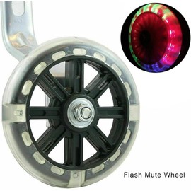 1 Pair Bicycle Stabiliser Mounted Kit,Bike Training Wheels Mute Flash Wheels with Adjustable Bicycle Stabilizer Mounted Kit Compatible for 12 14 16 18 20 inch Single Speed Bike (Black)