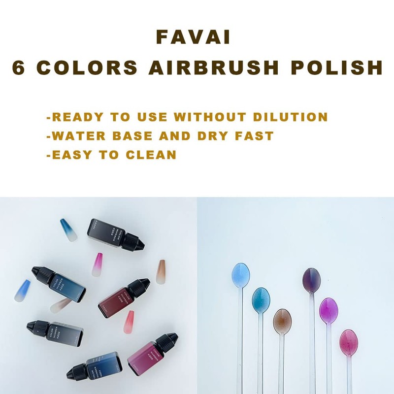 FAVAI Airbrush-Gel-Nagellack-Set, Herbst- und Winter-Kollektion, 6 Farben, 6 x 15