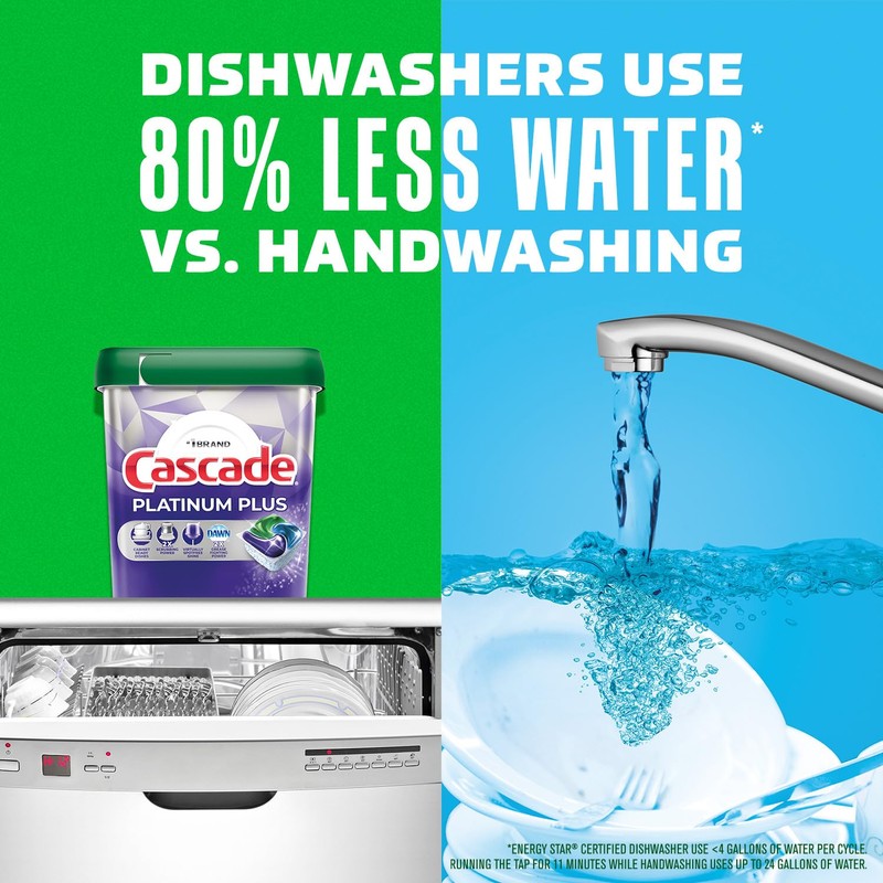Cascade Platinum Plus Dishwasher Pods, Dish Detergent ActionPacs, Power of