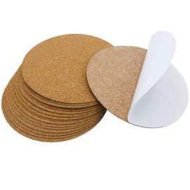 QJZXUEZHEN 16 Pcs Self-Adhesive Cork Round, 3"" x 3"" Cork Tiles Backing Sheets,Mini Wall Cork Mat,Cork Tiles,for Cork Coasters Pads and DIY Crafts,Wood Color,Circles,8cm