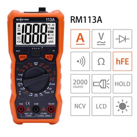 Digital Multimeter with Auto-Range and Advanced Features (Capacitance, Temp, NCV) (RM113A)
