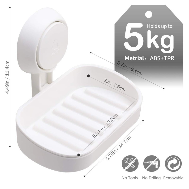 LEVERLOC Soap Holder Suction Cup NO-Drilling & Removable Suction Soap