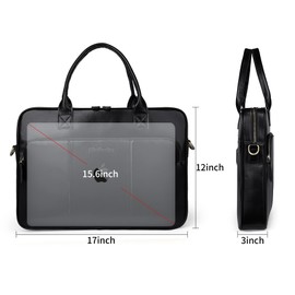 Blofinche Genuine Leather laptop briefcase mens 15.6 inch Computer Messenger shouledr work Satchel bags Black