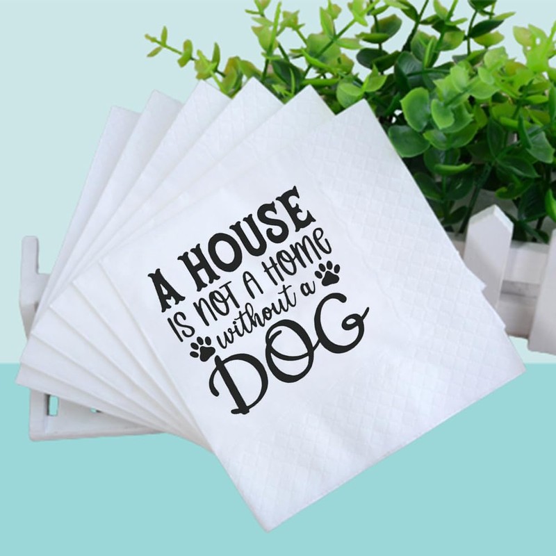 VOWFOO Funny Dog Quotes Cocktail Napkins, 100 Pack A House