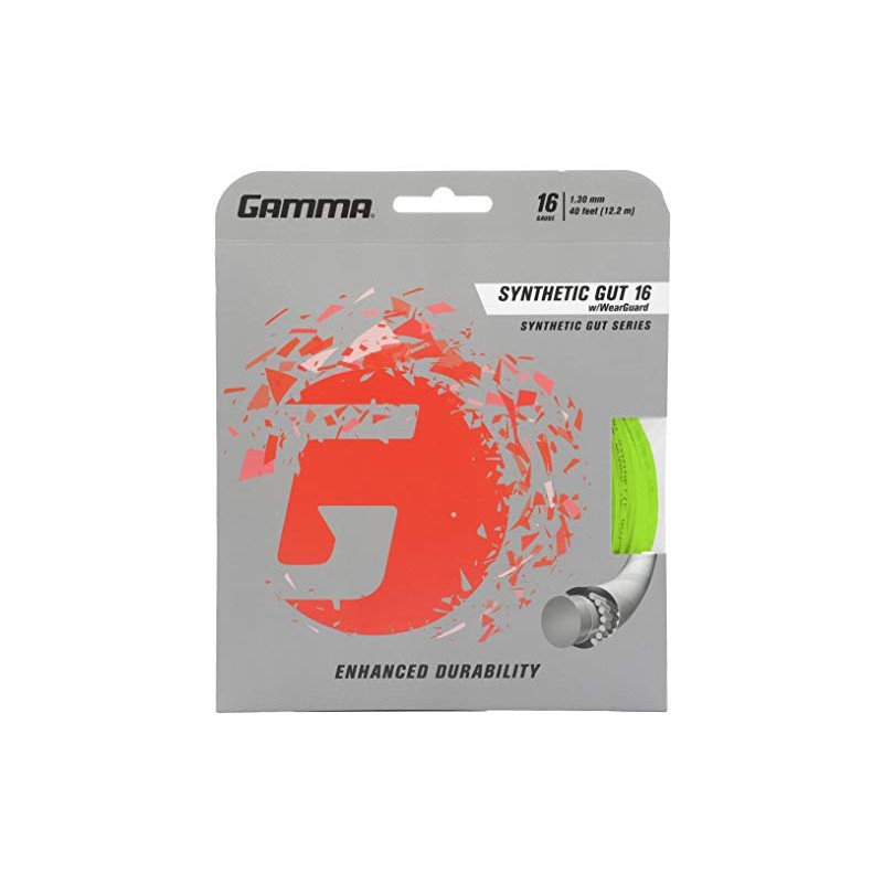 GAMMA Sports 16g Synthetic Gut with Wearguard Tennis String Set,
