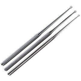 Superior Buck Ear Curettes #1, 2#3 Blunt Straight 6.5" Veterinary ENT 3 Pcs Instruments