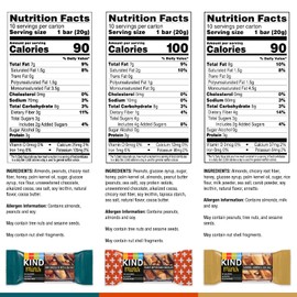 KIND Bar Minis, Variety Pack, Dark Chocolate Nuts and Sea Salt, Peanut Butter, Caramel Almond, Healthy Snacks, 3g Protein, Gluten Free, Low Sugar/Calorie Snacks, 30 Count