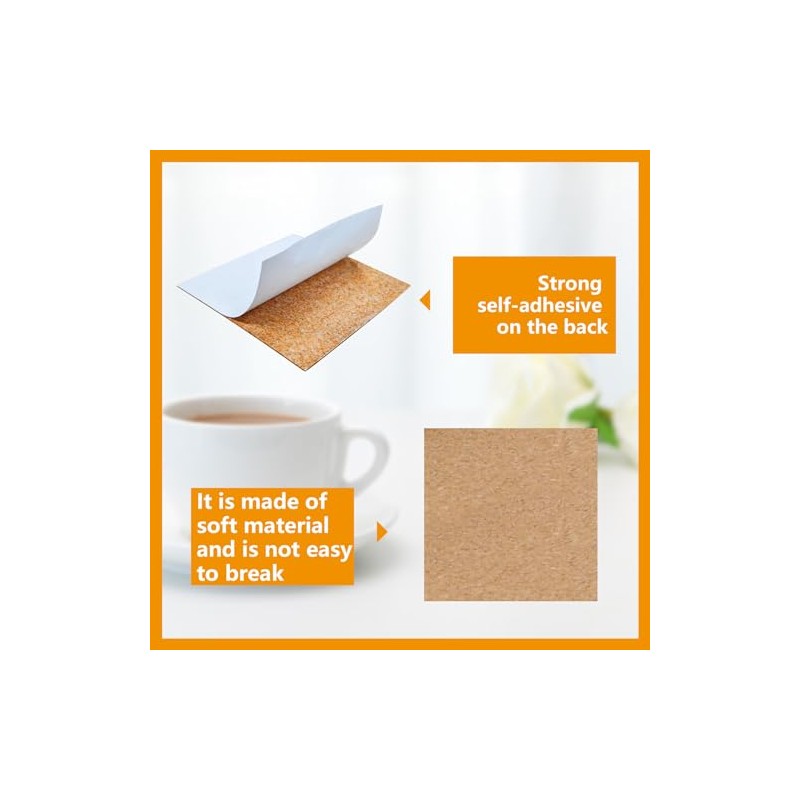 150 Pcs self Adhesive Cork Coasters Bulk,4"x 4" Coaster Bottoms