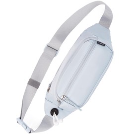 Telena Fanny Packs for Women Men Cross Body Belt Bag Fashion Waist Bag with 4 Zipper Pockets for Traveling Running Walking Grey Blue