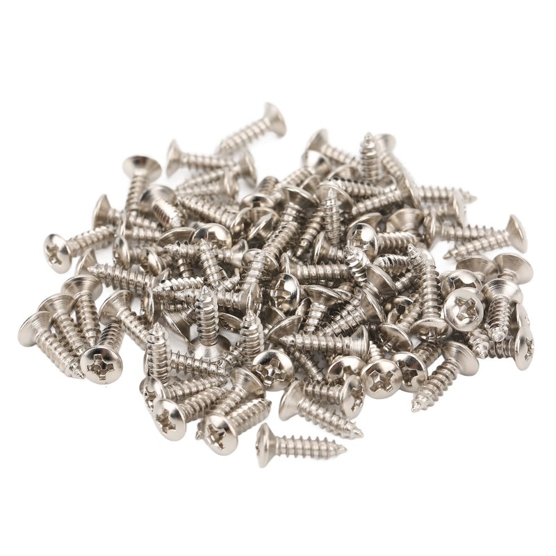 100PCS Guitar Pickguard Screws Metal Guard Plate Mounting Screw Electric