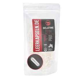 Pack of 1000 Empty Capsules | Size 00 | Beef Gelatin Capsules Caps | Connected Capsule Halves - Whole Empty Capsules with Large Capacity | Transparent Halal Kosher Supplements (1000)