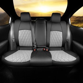 CustomCover Fits Corolla Car Seat Cover Compatiable with Toyota Corolla for Select 2020 2021 2022 Corolla L LE, Full Set Black&Grey-Leather