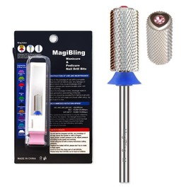 MagiBling Crystal Top Large Barrel 3/32'' Nail Drill Bits, Safety Cross Cut Tungsten Carbide Bit, Left and Right Hand Use, Manicure Pedicure Cuticle Gel Polishing, Remove Gel fast, Medium.