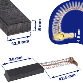 Carbon Brushes for Electric Motor Washing Machine 5 x 12.5 x 36 mm 00154740 Pack of 2 MONTERAL