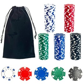 SEETOOOGAMES Casino Poker Chips Clay - 200pc 11.5g Gambling Chips - 5 Color (Red, Green, White, Black and Blue)