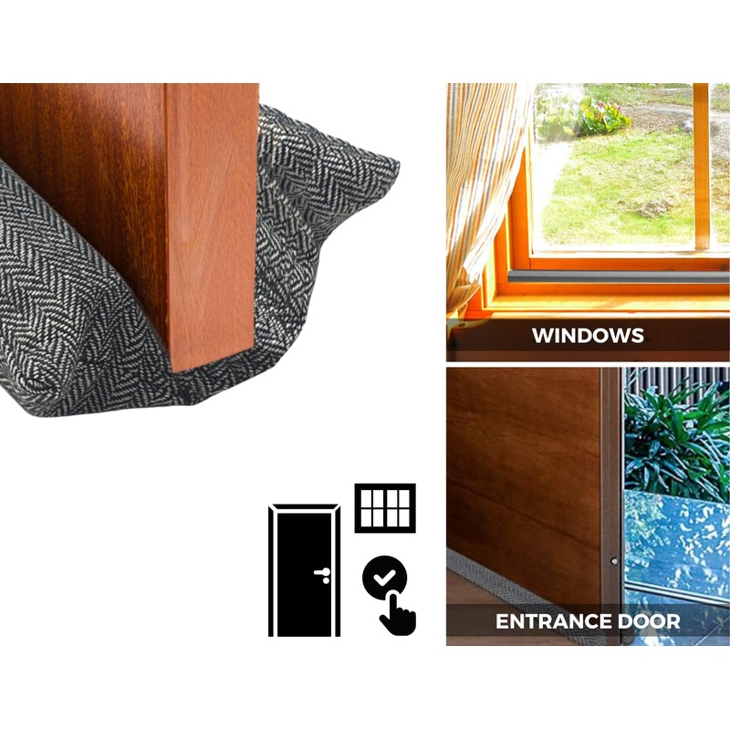 Draught Excluder for Doors and Windows Reusable and Washable Double