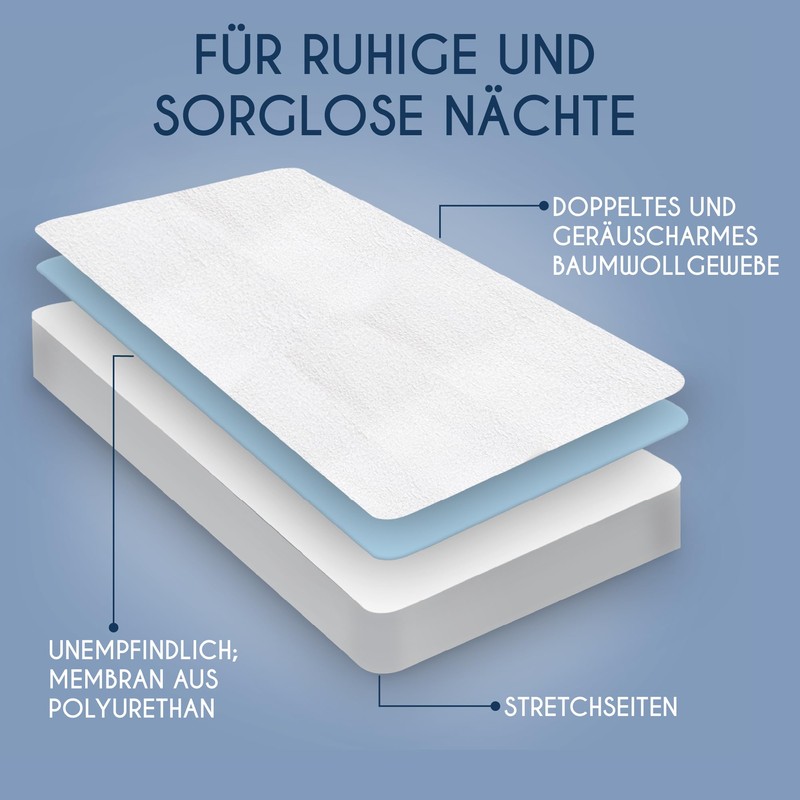 Dreamzie Mattress Protector, 140 x 200 cm, Waterproof, Oeko-Tex, Made