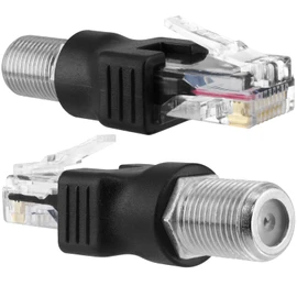 BERANMEY RF to RJ45 Converter Adapter, 2 Pack F Female to RJ45 Male Ethernet Adapter Coaxial Coupler Coax Straight Connector