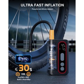 Electric Bike Pump, 160PSI Mini Bike Tire Pump, 4X Fast Bicycle Pump with Digital Pressure Gauge, Bike Air Pump for Mountain Bike, Moto, Car and Balls