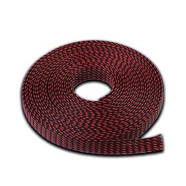 Cable Management Cord Organizer Protector Wire Loom 1/4" Inch 10 FT Black Red Braided Cable Organizer Expandable Cord Cover Super-Deals-Shop