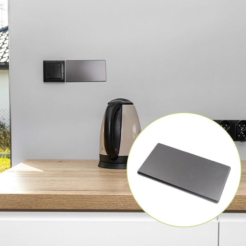 UFURMATE 2PCS Dark Grey Screwless Blank Wall Plate Plastic One-Piece